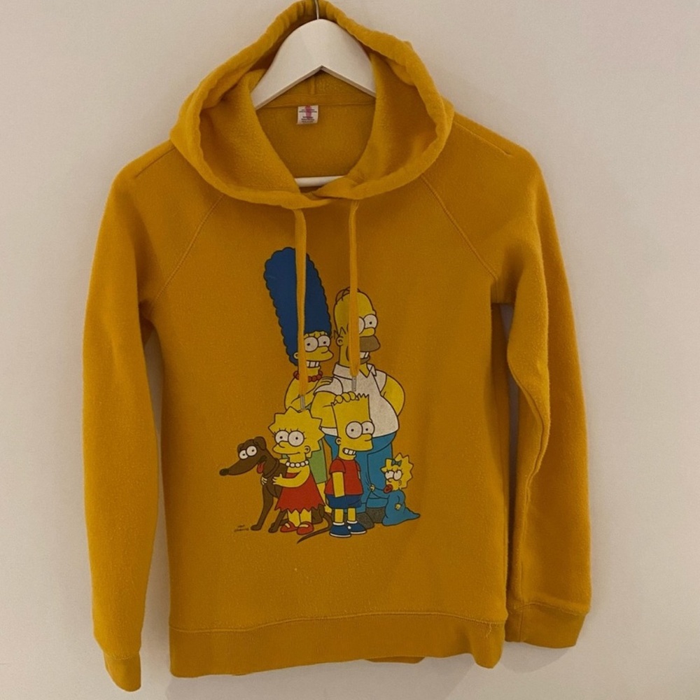 Men's Mustard Hoodie with The Simpsons Cartoon Print